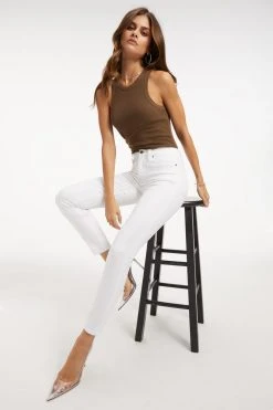 Hot Sale ✨ GOOD AMERICAN GOOD LEGS | WHITE001 High Waisted ❤️ 12 GOOD AMERICAN GOOD LEGS | WHITE001 High Waisted