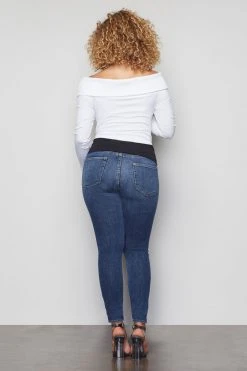 GOOD AMERICAN GOOD MAMA FULL BELLY | BLUE004 Brand New Denim