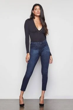 GOOD AMERICAN High Waisted GOOD WAIST CROP | BLUE025
