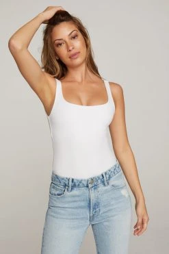 GOOD AMERICAN GOOD FORM MODERN TANK BODY | WHITE001 Bodysuits