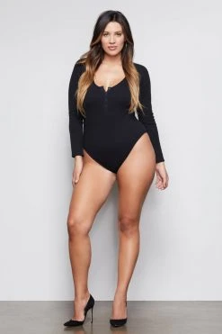 GOOD AMERICAN THE FEEL GOOD LONG SLEEVE BODY | BLACK001