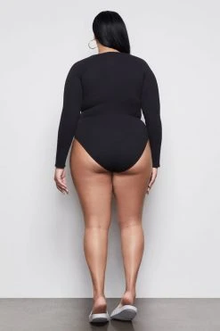 GOOD AMERICAN THE FEEL GOOD LONG SLEEVE BODY | BLACK001