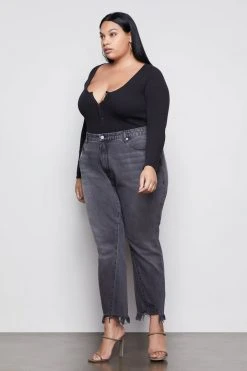 GOOD AMERICAN THE FEEL GOOD LONG SLEEVE BODY | BLACK001