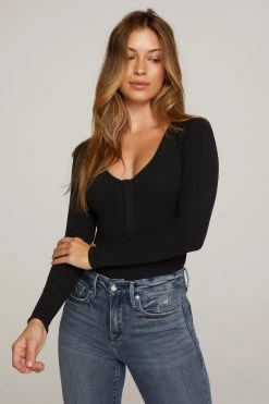 GOOD AMERICAN THE FEEL GOOD LONG SLEEVE BODY | BLACK001