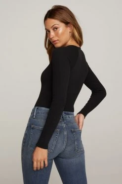 GOOD AMERICAN THE FEEL GOOD LONG SLEEVE BODY | BLACK001