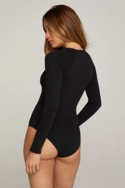 GOOD AMERICAN THE FEEL GOOD LONG SLEEVE BODY | BLACK001