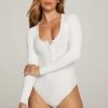 GOOD AMERICAN Bodysuits THE FEEL GOOD LONG SLEEVE BODY | WHITE001
