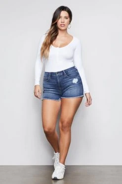 GOOD AMERICAN Bodysuits THE FEEL GOOD LONG SLEEVE BODY | WHITE001