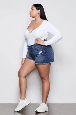 GOOD AMERICAN Bodysuits THE FEEL GOOD LONG SLEEVE BODY | WHITE001