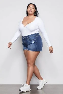 GOOD AMERICAN Bodysuits THE FEEL GOOD LONG SLEEVE BODY | WHITE001