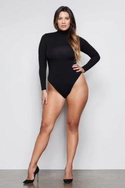 GOOD AMERICAN Bodysuits GOOD TOUCH LONG SLEEVE TURTLENECK BODY | BLACK001