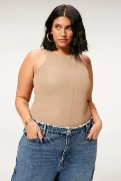 Budget 🛒 GOOD AMERICAN Bodysuits BETTER THAN LEATHER HIGH NECK BODY | TAUPE001 😍 19 GOOD AMERICAN Bodysuits BETTER THAN LEATHER HIGH NECK BODY | TAUPE001