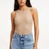 GOOD AMERICAN Bodysuits BETTER THAN LEATHER HIGH NECK BODY | TAUPE001