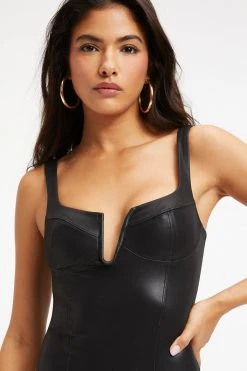 GOOD AMERICAN Bodysuits BETTER THAN LEATHER CORSET BODY | BLACK001