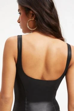 GOOD AMERICAN Bodysuits BETTER THAN LEATHER CORSET BODY | BLACK001