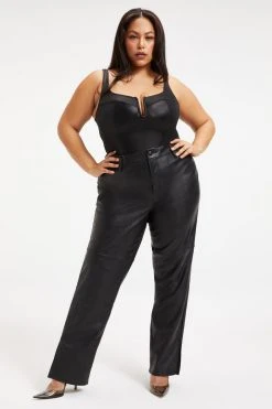 GOOD AMERICAN Bodysuits BETTER THAN LEATHER CORSET BODY | BLACK001