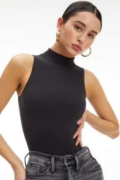 GOOD AMERICAN SEAMLESS MOCK NECK BODYSUIT | BLACK001