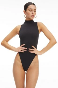GOOD AMERICAN SEAMLESS MOCK NECK BODYSUIT | BLACK001