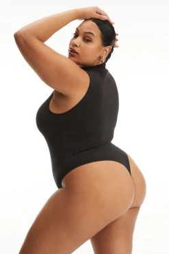 GOOD AMERICAN SEAMLESS MOCK NECK BODYSUIT | BLACK001