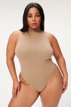 GOOD AMERICAN SEAMLESS MOCK NECK BODYSUIT | PUTTY001 Bodysuits