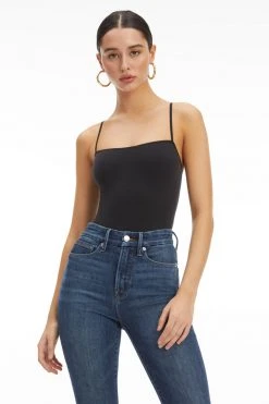 GOOD AMERICAN SEAMLESS SKINNY STRAP BODYSUIT | BLACK001 Bodysuits