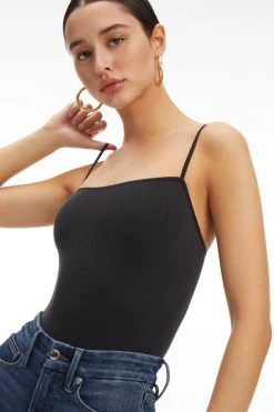 GOOD AMERICAN SEAMLESS SKINNY STRAP BODYSUIT | BLACK001 Bodysuits