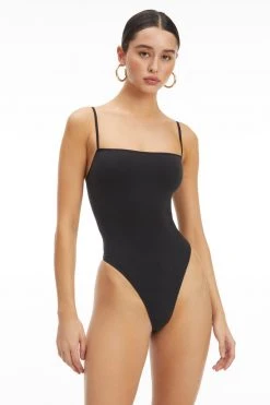 GOOD AMERICAN SEAMLESS SKINNY STRAP BODYSUIT | BLACK001 Bodysuits