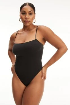 GOOD AMERICAN SEAMLESS SKINNY STRAP BODYSUIT | BLACK001 Bodysuits
