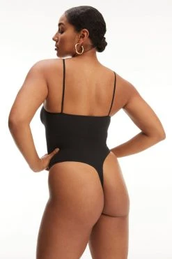 GOOD AMERICAN SEAMLESS SKINNY STRAP BODYSUIT | BLACK001 Bodysuits