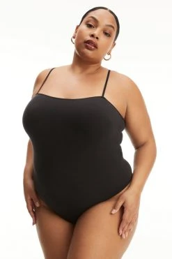 GOOD AMERICAN SEAMLESS SKINNY STRAP BODYSUIT | BLACK001 Bodysuits