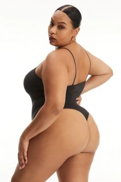 GOOD AMERICAN SEAMLESS SKINNY STRAP BODYSUIT | BLACK001 Bodysuits