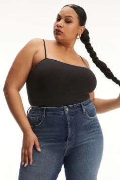 GOOD AMERICAN SEAMLESS SKINNY STRAP BODYSUIT | BLACK001 Bodysuits