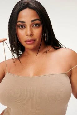 GOOD AMERICAN SEAMLESS SKINNY STRAP BODYSUIT | PUTTY001