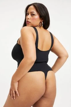 GOOD AMERICAN Bodysuits SCUBA CORSET BODYSUIT | BLACK001