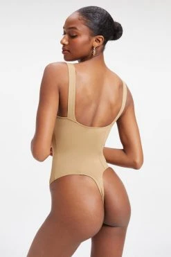 GOOD AMERICAN SCUBA CORSET BODYSUIT | PECAN001