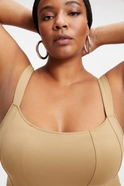 GOOD AMERICAN SCUBA CORSET BODYSUIT | PECAN001