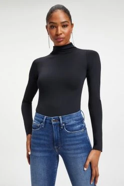 GOOD AMERICAN SCUBA MOCK NECK BODYSUIT | BLACK001 Bodysuits