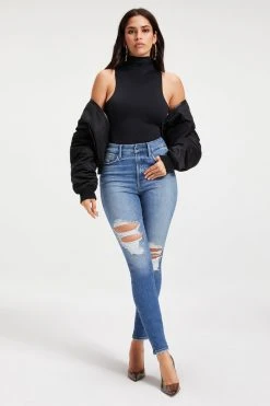 GOOD AMERICAN SCUBA MOCK NECK TANK BODYSUIT | BLACK001 Bodysuits