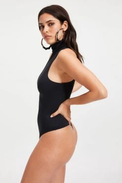 GOOD AMERICAN SCUBA MOCK NECK TANK BODYSUIT | BLACK001 Bodysuits