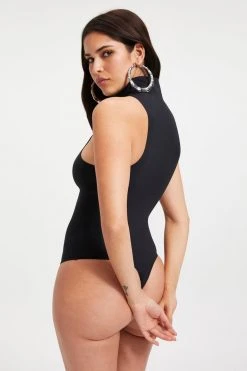 GOOD AMERICAN SCUBA MOCK NECK TANK BODYSUIT | BLACK001 Bodysuits