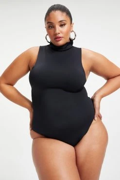 GOOD AMERICAN SCUBA MOCK NECK TANK BODYSUIT | BLACK001 Bodysuits