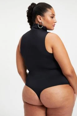 GOOD AMERICAN SCUBA MOCK NECK TANK BODYSUIT | BLACK001 Bodysuits