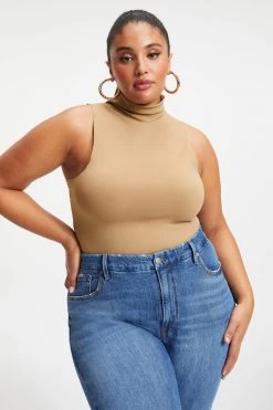 GOOD AMERICAN SCUBA MOCK NECK TANK BODYSUIT | PECAN001 Bodysuits