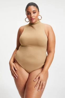 GOOD AMERICAN SCUBA MOCK NECK TANK BODYSUIT | PECAN001 Bodysuits