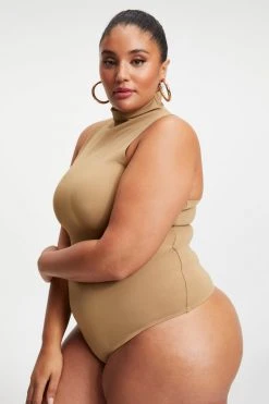 GOOD AMERICAN SCUBA MOCK NECK TANK BODYSUIT | PECAN001 Bodysuits