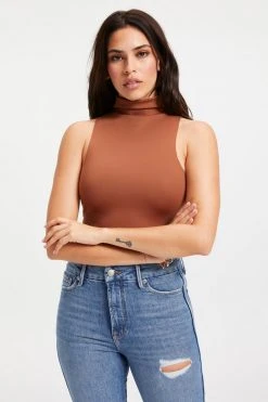 GOOD AMERICAN SCUBA MOCK NECK TANK BODYSUIT | RUST001 Bodysuits