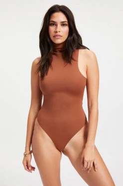 GOOD AMERICAN SCUBA MOCK NECK TANK BODYSUIT | RUST001 Bodysuits