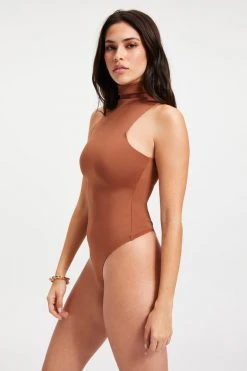 GOOD AMERICAN SCUBA MOCK NECK TANK BODYSUIT | RUST001 Bodysuits