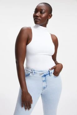 Promo 🤩 GOOD AMERICAN Bodysuits SCUBA MOCK NECK TANK BODYSUIT | WHITE001 🤩 22 GOOD AMERICAN Bodysuits SCUBA MOCK NECK TANK BODYSUIT | WHITE001