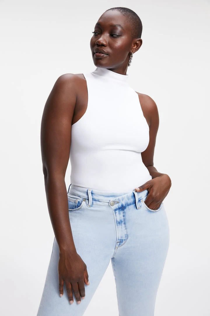 Promo 🤩 GOOD AMERICAN Bodysuits SCUBA MOCK NECK TANK BODYSUIT | WHITE001 🤩 6 GOOD AMERICAN Bodysuits SCUBA MOCK NECK TANK BODYSUIT | WHITE001